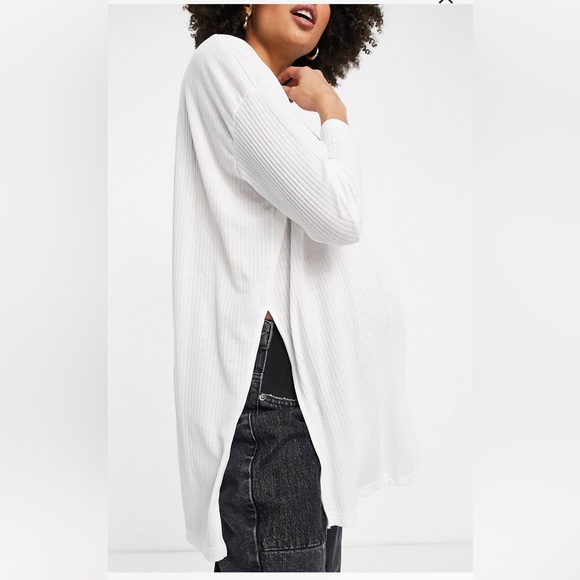 ASOS Maternity Ribbed Top w/Side Slits in White - Size US 2 - Picture 2 of 10